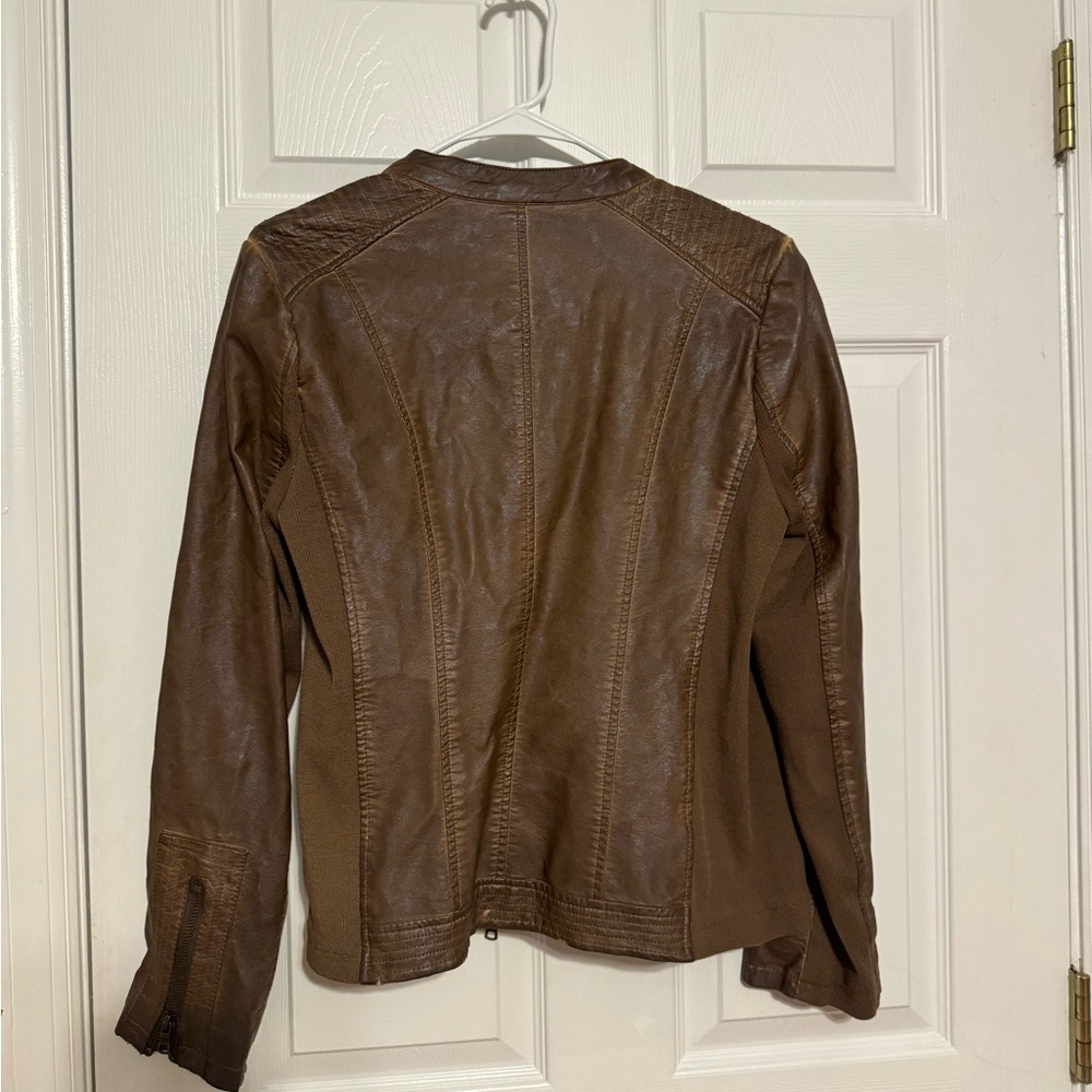 Brown Distressed Leather Jacket - image 2
